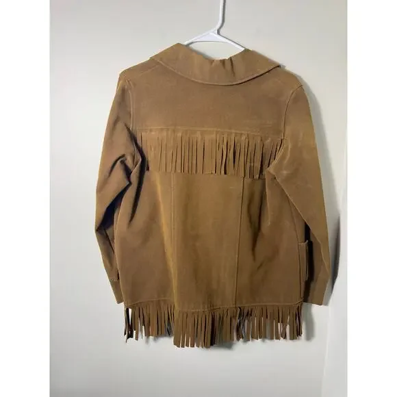 Vintage Brown Suede Fringe Jacket Boho Western 80s 70s Festival - Picture 9 of 14
